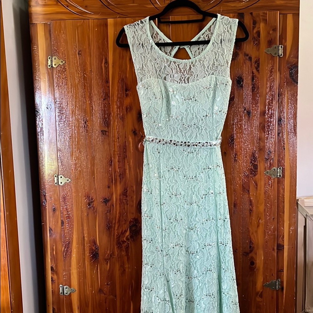 Prom dress - mint green lace mermaid fit dress
